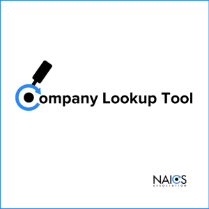 Logo for Company Lookup Record by NAICS Association, featuring a magnifying glass icon over the first letter of "Company.